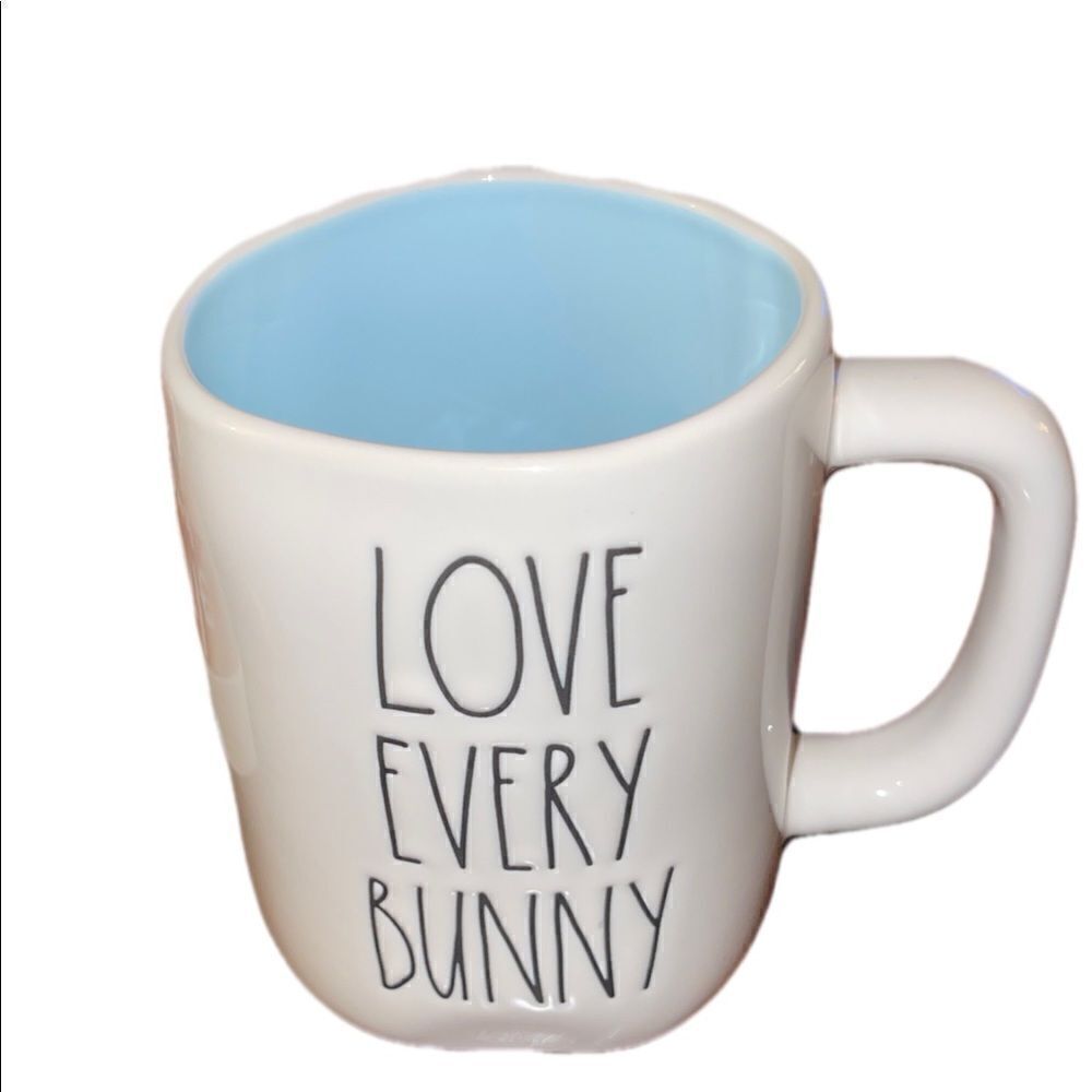 Rae Dunn LOVE EVERY BUNNY Mug With Blue Interior New